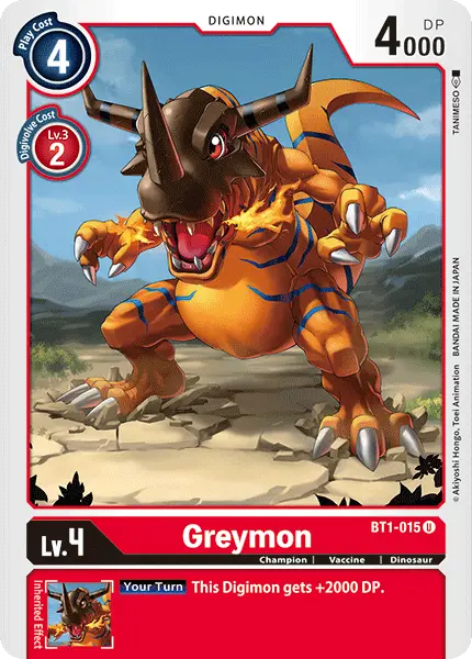 Digimon TCG Card BT1-015 Greymon