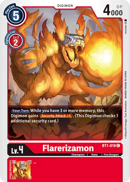 Digimon TCG Card 'BT1-018' 'Flarerizamon'