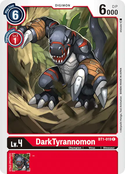 Digimon TCG Card 'BT1-019' 'DarkTyrannomon'
