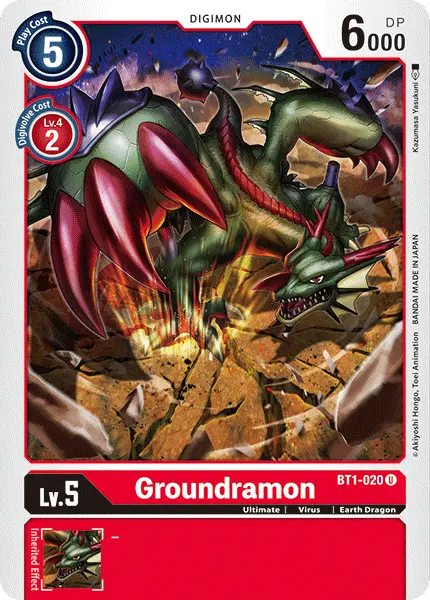 Digimon TCG Card BT1-020 Groundramon