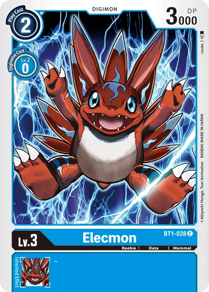 Digimon TCG Card BT1-028 Elecmon