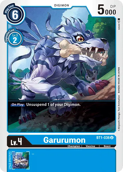 Digimon TCG Card 'BT1-036' 'Garurumon'