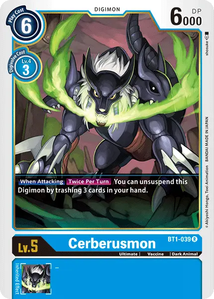 Digimon TCG Card 'BT1-039' 'Cerberusmon'