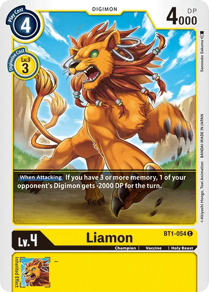 Digimon TCG Card BT1-054 Liamon