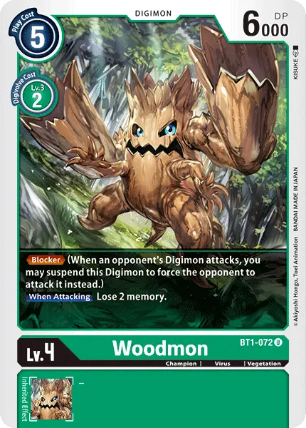 Digimon TCG Card 'BT1-072' 'Woodmon'