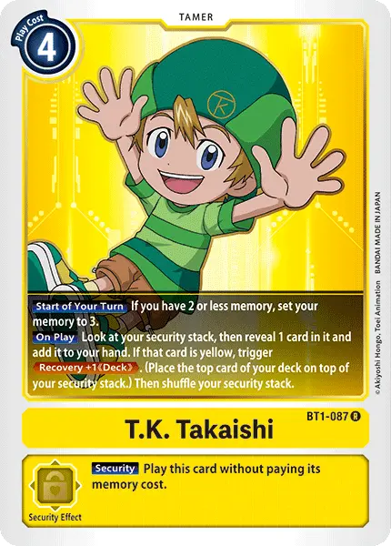 Digimon TCG Card 'BT1-087' 'T.K. Takaishi'