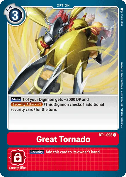 Digimon TCG Card 'BT1-093' 'Great Tornado'