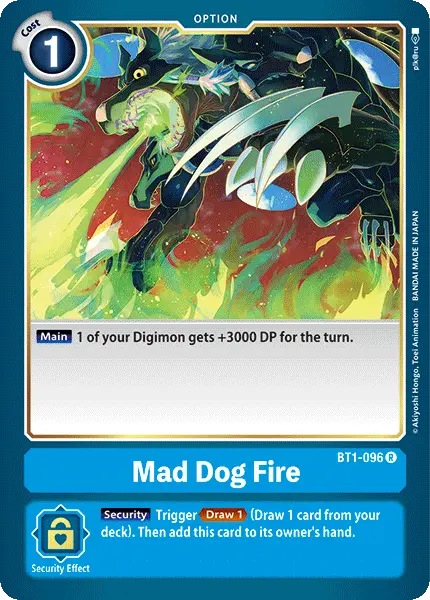 Digimon TCG Card BT1-096 Mad Dog Fire