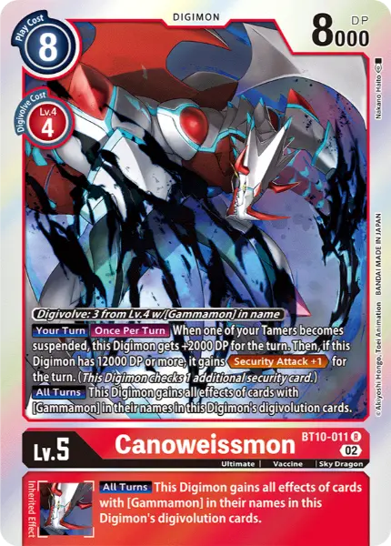 Digimon TCG Card 'BT10-011' 'Canoweissmon'