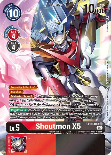 Digimon TCG Card BT10-013_P1 Shoutmon X5