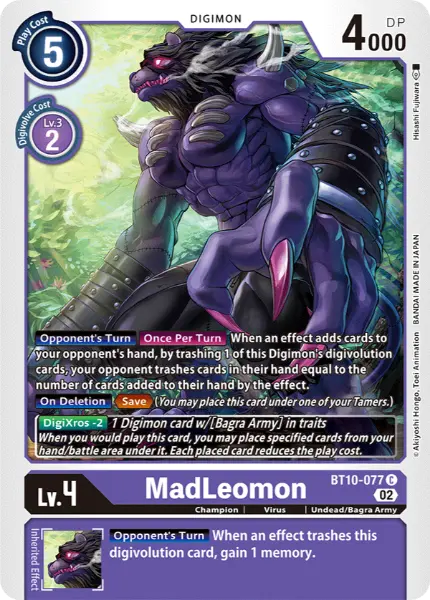 Digimon TCG Card 'BT10-077' 'MadLeomon'