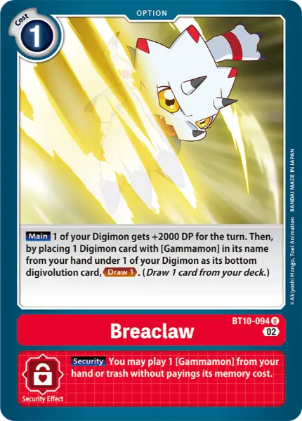 Digimon TCG Card BT10-094 Breaclaw