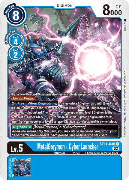 Digimon TCG Card 'BT11-030' 'MetalGreymon + Cyber Launcher'