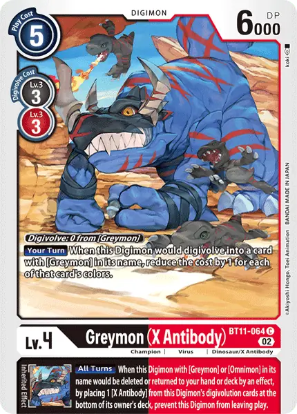 Digimon TCG Card BT11-064 Greymon (X Antibody)