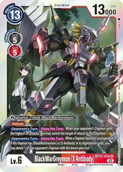 Digimon TCG Card 'BT11-074' 'BlackWarGreymon (X Antibody)'