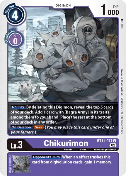 Digimon TCG Card 'BT11-077' 'Chikurimon'