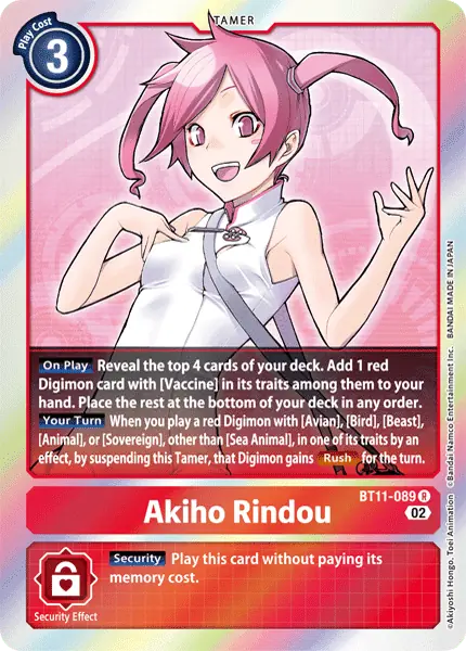 Digimon TCG Card 'BT11-089' 'Akiho Rindo'