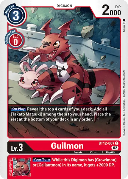 Digimon TCG Card 'BT12-007' 'Guilmon'