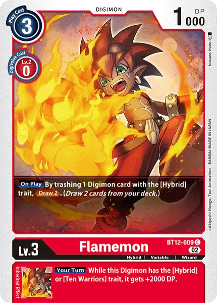 Digimon TCG Card BT12-009 Flamemon