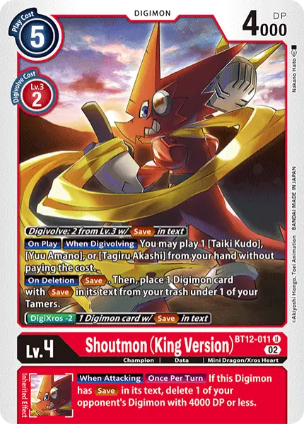 Digimon TCG Card BT12-011 Shoutmon (King Version)