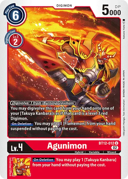 Digimon TCG Card BT12-012 Agunimon