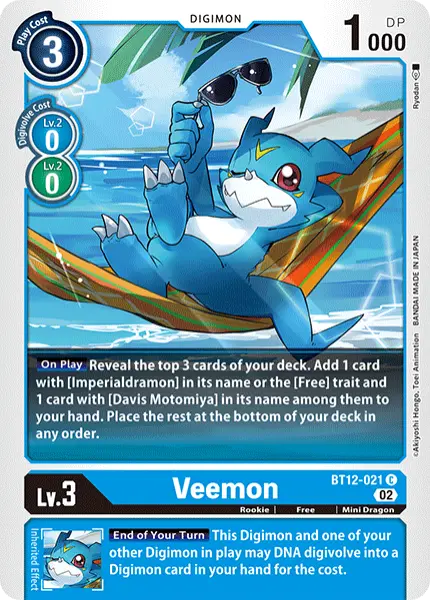 Digimon TCG Card 'BT12-021' 'Veemon'