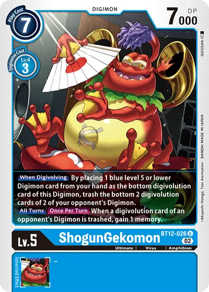 Digimon TCG Card 'BT12-026' 'ShogunGekomon'