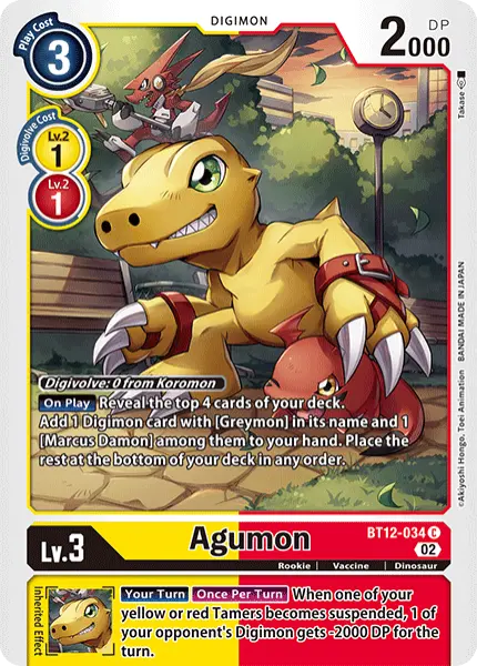 Digimon TCG Card BT12-034 Agumon