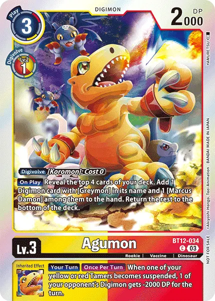 Digimon TCG Card 'BT12-034_P1' 'Agumon'