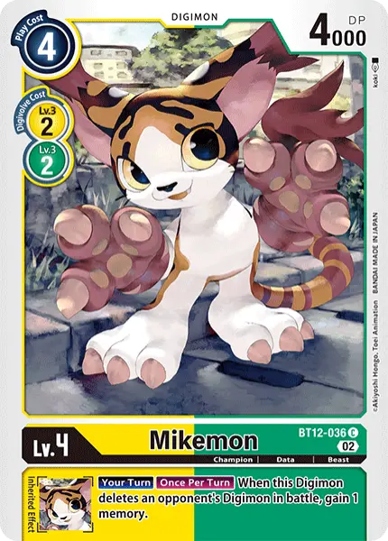 Digimon TCG Card BT12-036 Mikemon