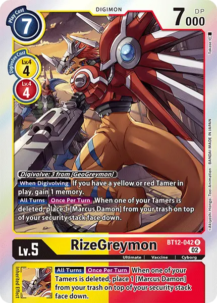 Digimon TCG Card BT12-042 RizeGreymon