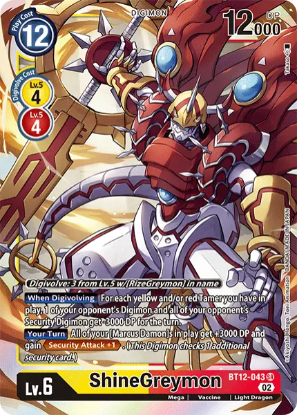 Digimon TCG Card 'BT12-043' 'ShineGreymon'