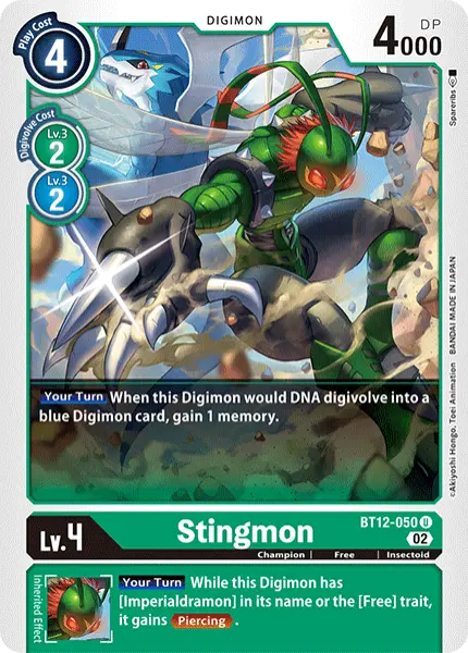 Digimon TCG Card BT12-050 Stingmon