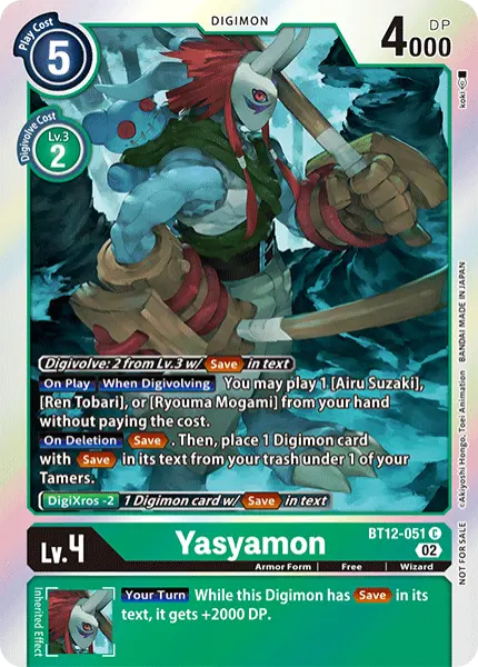 Digimon TCG Card BT12-051_P1 Yasyamon