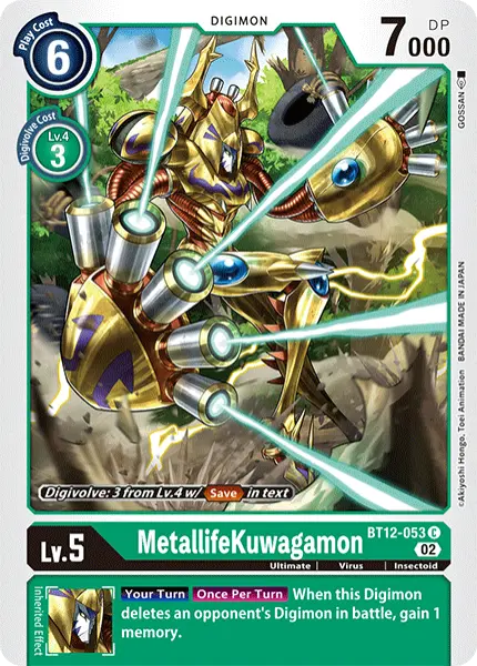 Digimon TCG Card BT12-053 MetallifeKuwagamon