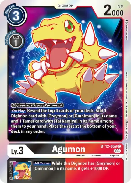 Digimon TCG Card BT12-059_P1 Agumon