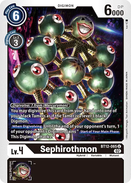Digimon TCG Card BT12-065 Sephirothmon