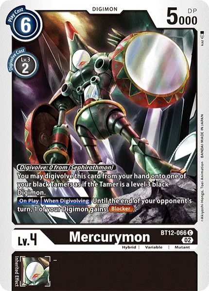 Digimon TCG Card BT12-066 Mercuremon