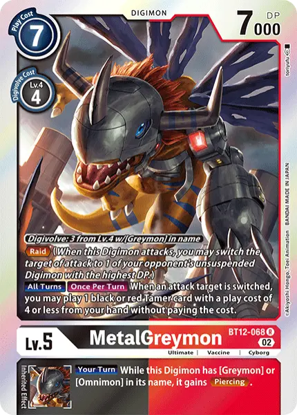 Digimon TCG Card BT12-068 MetalGreymon
