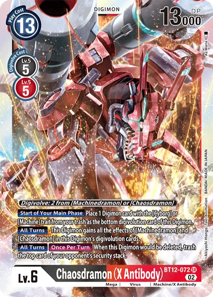 Digimon TCG Card BT12-072 Chaosdramon (X Antibody)
