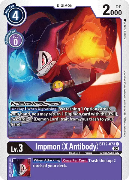 Digimon TCG Card 'BT12-073' 'Impmon (X Antibody)'