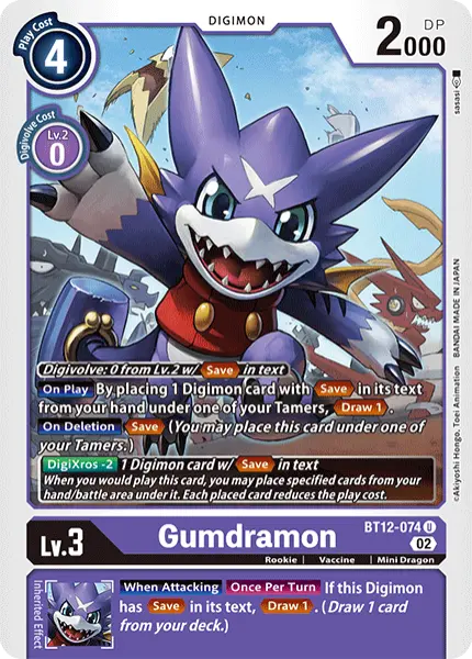Digimon TCG Card BT12-074 Gumdramon