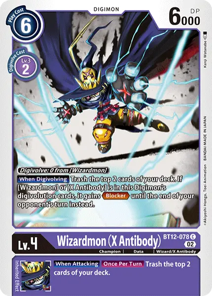 Digimon TCG Card 'BT12-078' 'Wizardmon (X Antibody)'