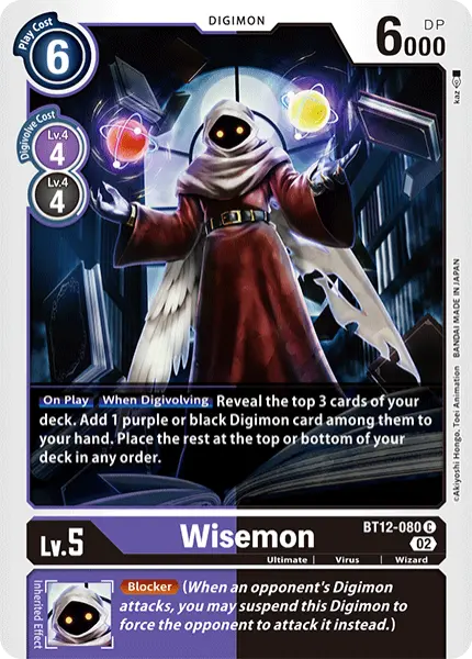 Digimon TCG Card 'BT12-080' 'Wisemon'