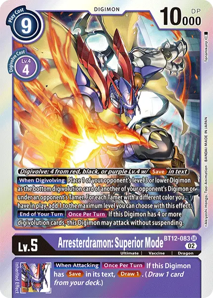 Digimon TCG Card 'BT12-083' 'Arresterdramon: Superior Mode'