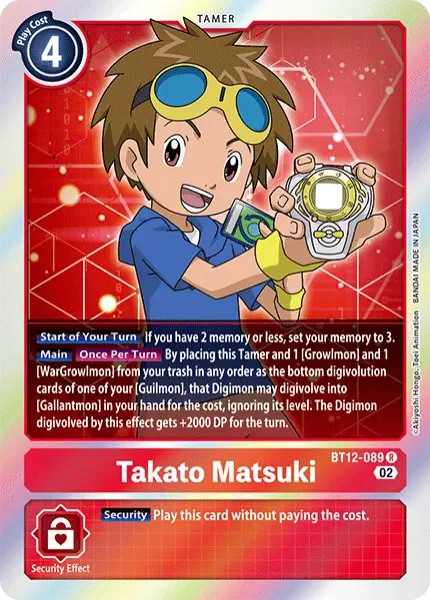 Digimon TCG Card 'BT12-089' 'Takato Matsuki'
