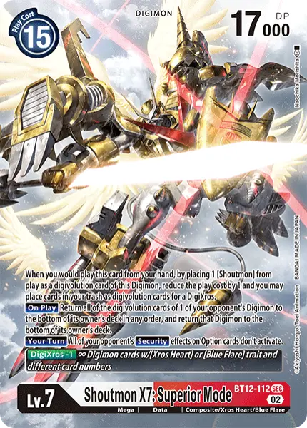 Digimon TCG Card BT12-112_P1 Shoutmon X7: Superior Mode