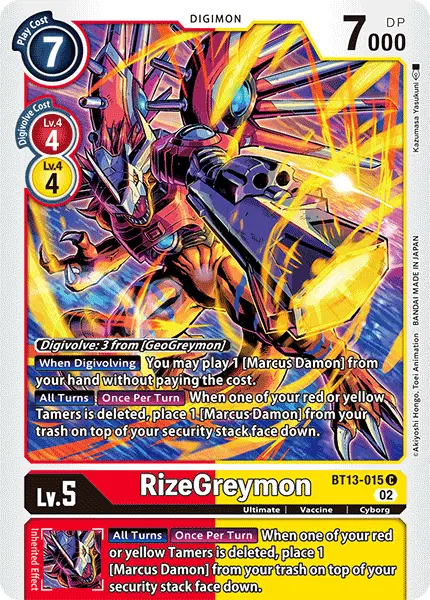 Digimon TCG Card 'BT13-015' 'RizeGreymon'