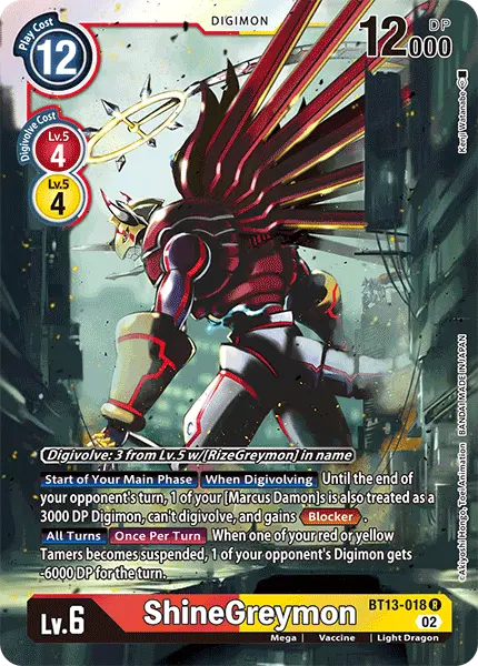 Digimon TCG Card BT13-018 ShineGreymon