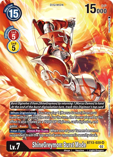 Digimon TCG Card 'BT13-020_P1' 'ShineGreymon: Burst Mode'